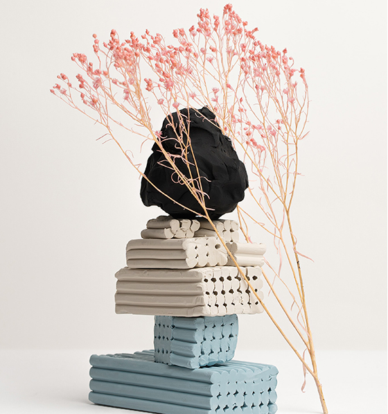 Air Dry Clay Modelling, A stack of white and blue clay 